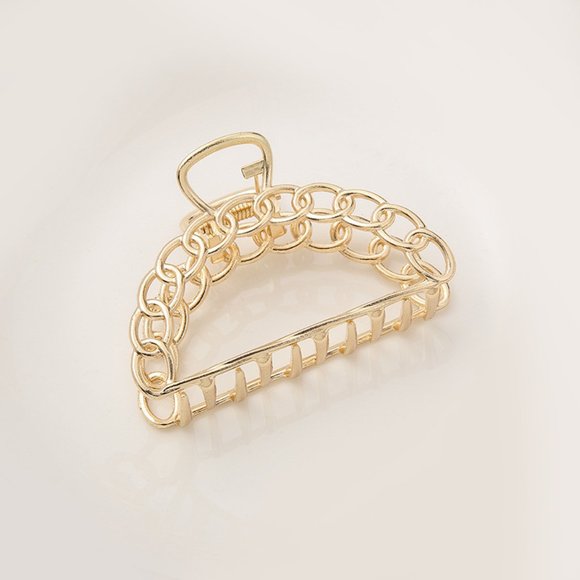 Combination of 5 Gold Hair Clip Shark Clip - Picture 3 of 5